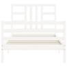 White Bed Frame with Headboard 90x200 cm | Solid Wood Design