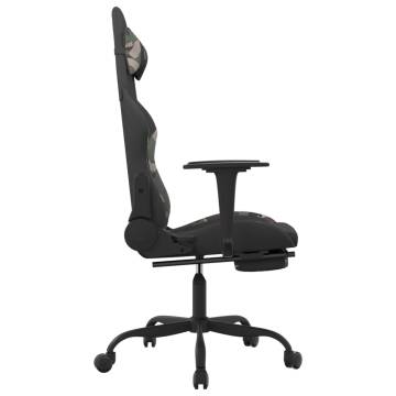 Swivel Gaming Chair with Footrest - Black & Camouflage Fabric