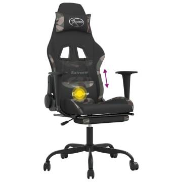 Swivel Gaming Chair with Footrest - Black & Camouflage Fabric