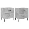 Stylish Concrete Grey Bedside Cabinets - Set of 2