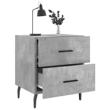 Stylish Concrete Grey Bedside Cabinets - Set of 2