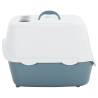 Cat Litter Tray with Cover - White & Blue, 56x40x40 cm