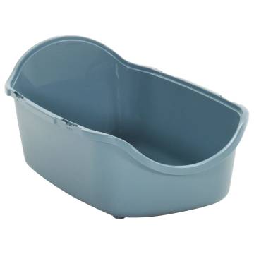 Cat Litter Tray with Cover - White & Blue, 56x40x40 cm