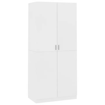 Stylish White 90x52x200 cm Wardrobe - Engineered Wood