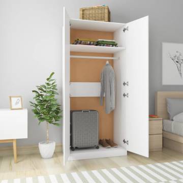 Stylish White 90x52x200 cm Wardrobe - Engineered Wood