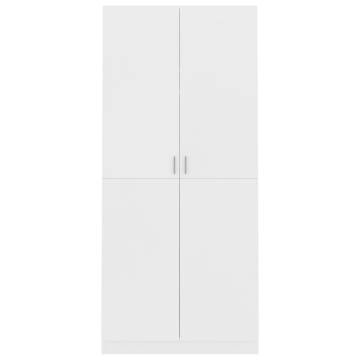 Stylish White 90x52x200 cm Wardrobe - Engineered Wood