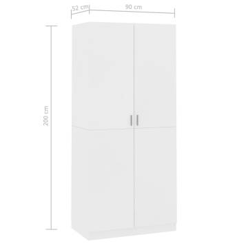 Stylish White 90x52x200 cm Wardrobe - Engineered Wood