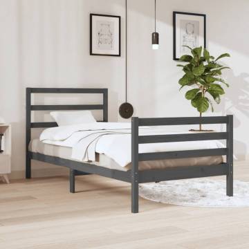 Grey Solid Wood Pine Bed Frame 90x200 cm | HipoMarket