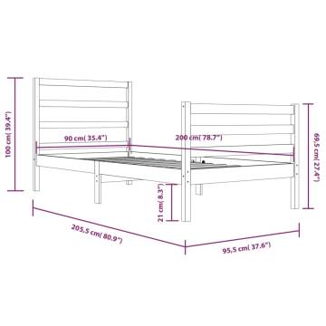 Grey Solid Wood Pine Bed Frame 90x200 cm | HipoMarket