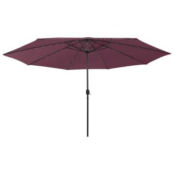 Outdoor Parasol with LED Lights - 400 cm Bordeaux Red