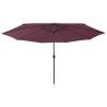 Outdoor Parasol with LED Lights and Metal Pole 400 cm Bordeaux Red Colour bordeaux red Quantity in Package 1 