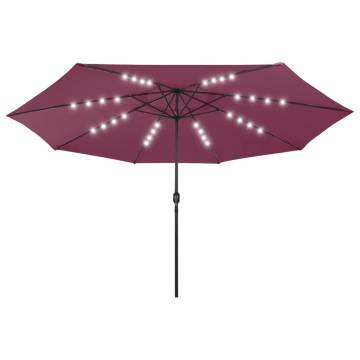 Outdoor Parasol with LED Lights - 400 cm Bordeaux Red