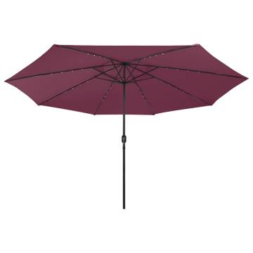 Outdoor Parasol with LED Lights - 400 cm Bordeaux Red