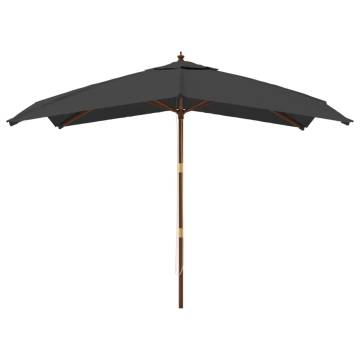 Garden Parasol with Wooden Pole - 300x300 cm Anthracite