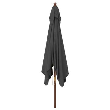 Garden Parasol with Wooden Pole - 300x300 cm Anthracite