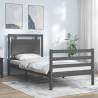 Bed Frame with Headboard Grey 90x200 cm Solid Wood Colour grey Size 90 x 200 cm 