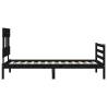 Black Bed Frame with Headboard - 90x200 cm Solid Wood