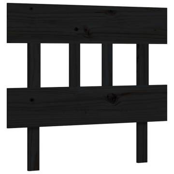 Black Bed Frame with Headboard - 90x200 cm Solid Wood