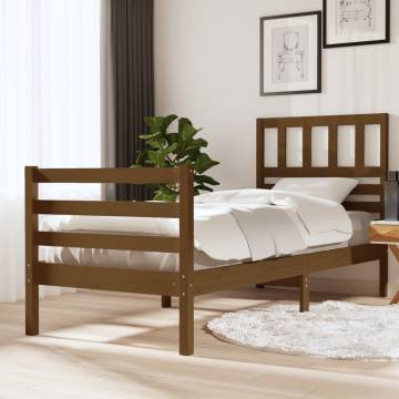 Honey Brown Bed Frame - Solid Wood 90x200 cm | HipoMarket