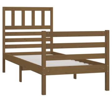 Honey Brown Bed Frame - Solid Wood 90x200 cm | HipoMarket