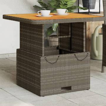 Garden Table Grey 80x80 cm - Durable Poly Rattan & Acacia Wood