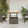 Garden Table Grey 80x80 cm - Durable Poly Rattan & Acacia Wood