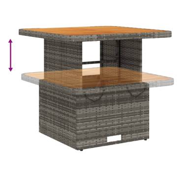 Garden Table Grey 80x80 cm - Durable Poly Rattan & Acacia Wood