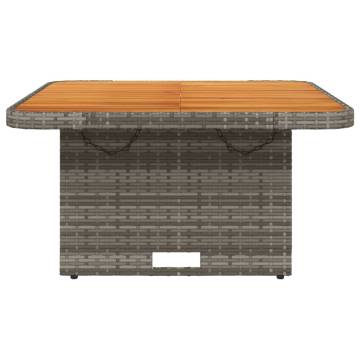 Garden Table Grey 80x80 cm - Durable Poly Rattan & Acacia Wood