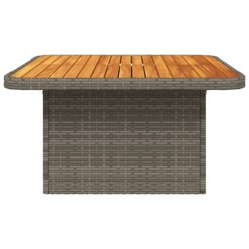 Garden Table Grey 80x80 cm - Durable Poly Rattan & Acacia Wood