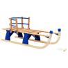 Folding Snow Sledge with Backrest Wood 119 cm Colour blue Model with backrest 