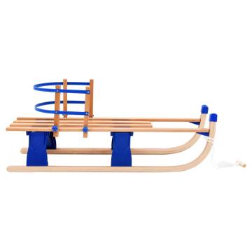 Folding Snow Sledge with Backrest - 119 cm Wooden Sledge