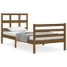 Honey Brown Bed Frame with Headboard - 90x200 cm Solid Wood