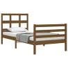 Honey Brown Bed Frame with Headboard - 90x200 cm Solid Wood