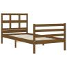 Honey Brown Bed Frame with Headboard - 90x200 cm Solid Wood