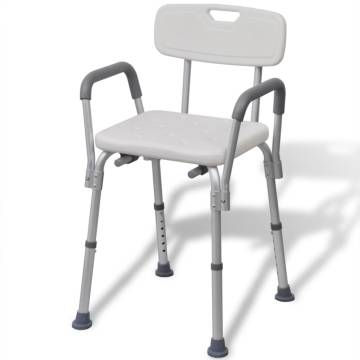 Shower Chair Aluminium White - Safe & Comfortable Support