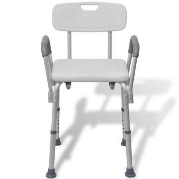 Shower Chair Aluminium White - Safe & Comfortable Support