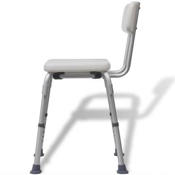 Shower Chair Aluminium White - Safe & Comfortable Support