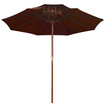 Double Decker Parasol with Wooden Pole - Terracotta 270 cm