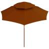 Double Decker Parasol with Wooden Pole - Terracotta 270 cm