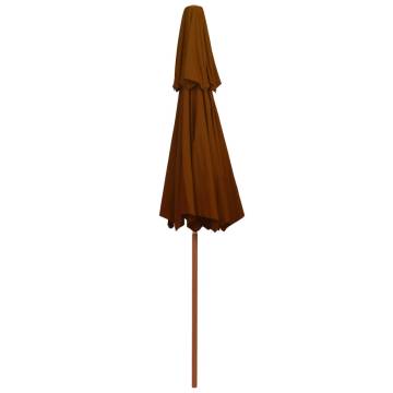 Double Decker Parasol with Wooden Pole - Terracotta 270 cm