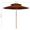 Double Decker Parasol with Wooden Pole - Terracotta 270 cm