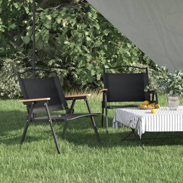 Durable Camping Chairs - 2 pcs Black Oxford Fabric | Hipomarket