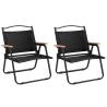 Durable Camping Chairs - 2 pcs Black Oxford Fabric | Hipomarket