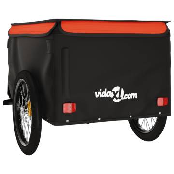 Bike Trailer Black and Orange - Heavy Duty 45 kg Iron Cargo