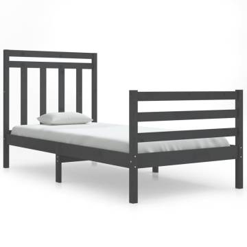 Grey Solid Wood Bed Frame 90x200 cm - Timeless Design