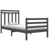 Grey Solid Wood Bed Frame 90x200 cm - Timeless Design