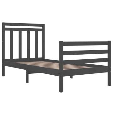 Grey Solid Wood Bed Frame 90x200 cm - Timeless Design