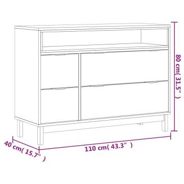 FLAM Drawer Cabinet - Solid Pine Wood - 110x40x80 cm