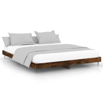 Smoked Oak King Size Bed Frame 150x200 cm - Hipomarket