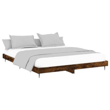 Smoked Oak King Size Bed Frame 150x200 cm - Hipomarket